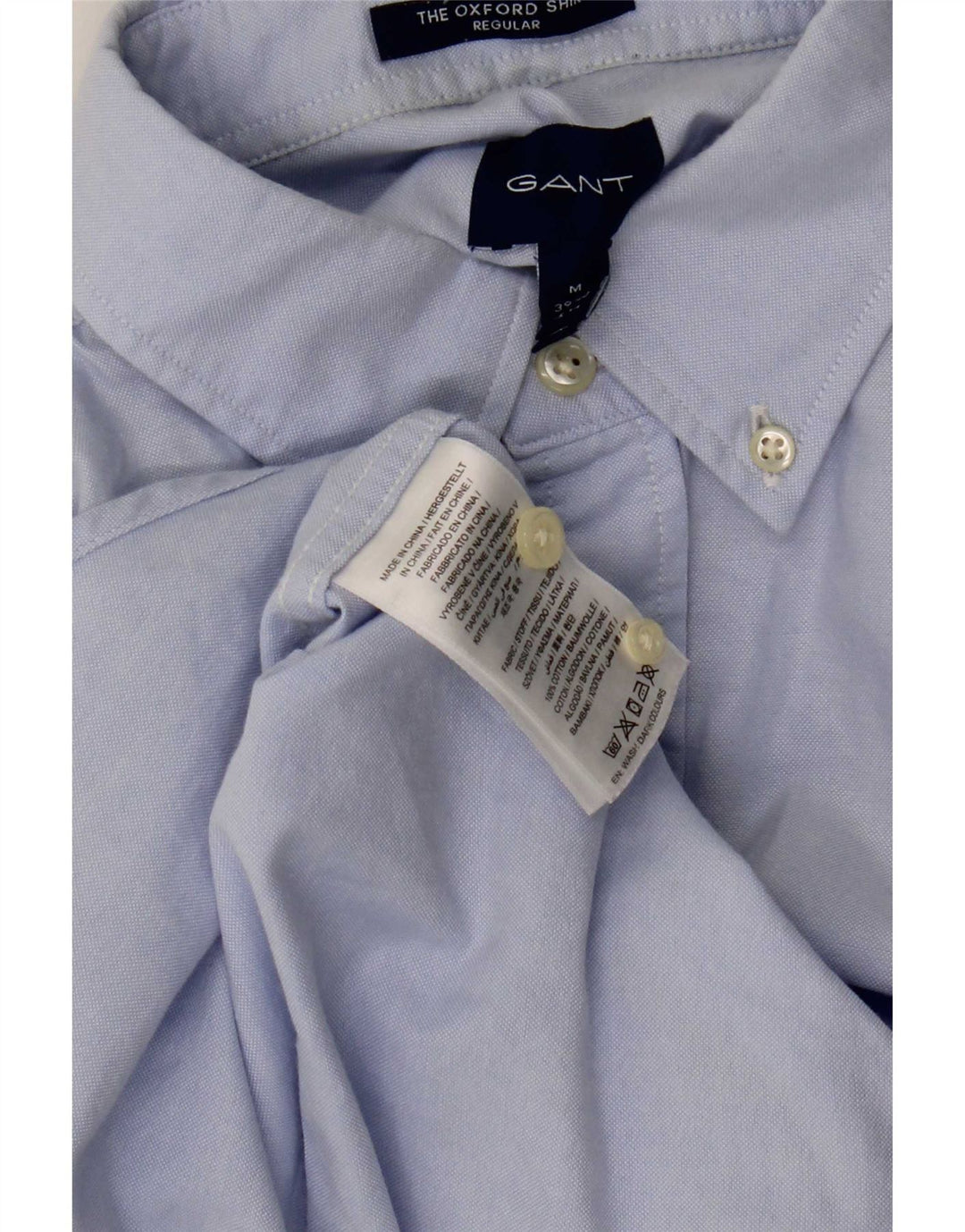 Gant Chemise à manches courtes pour hommes, coupe régulière, taille 39, bleu moyen, coton