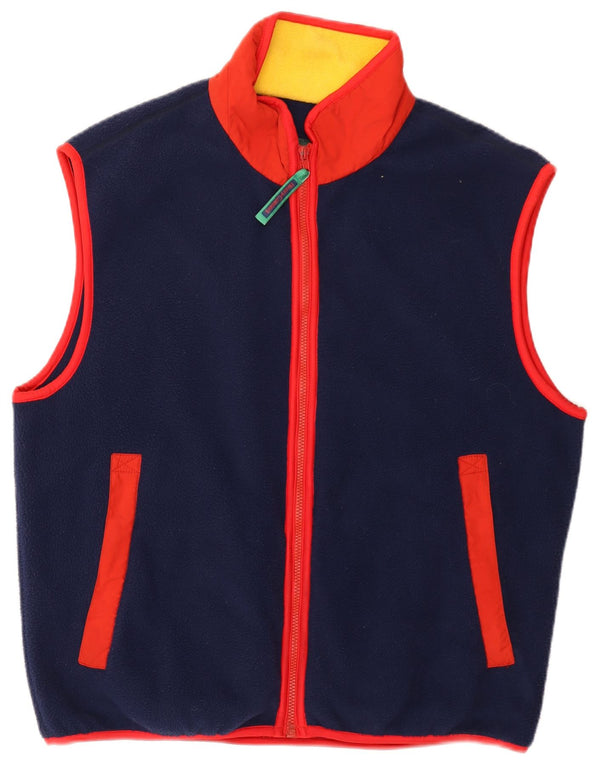 Henry Cottons Gilet polaire pour homme UK 40 Large Bleu marine Colorblock Polyester
