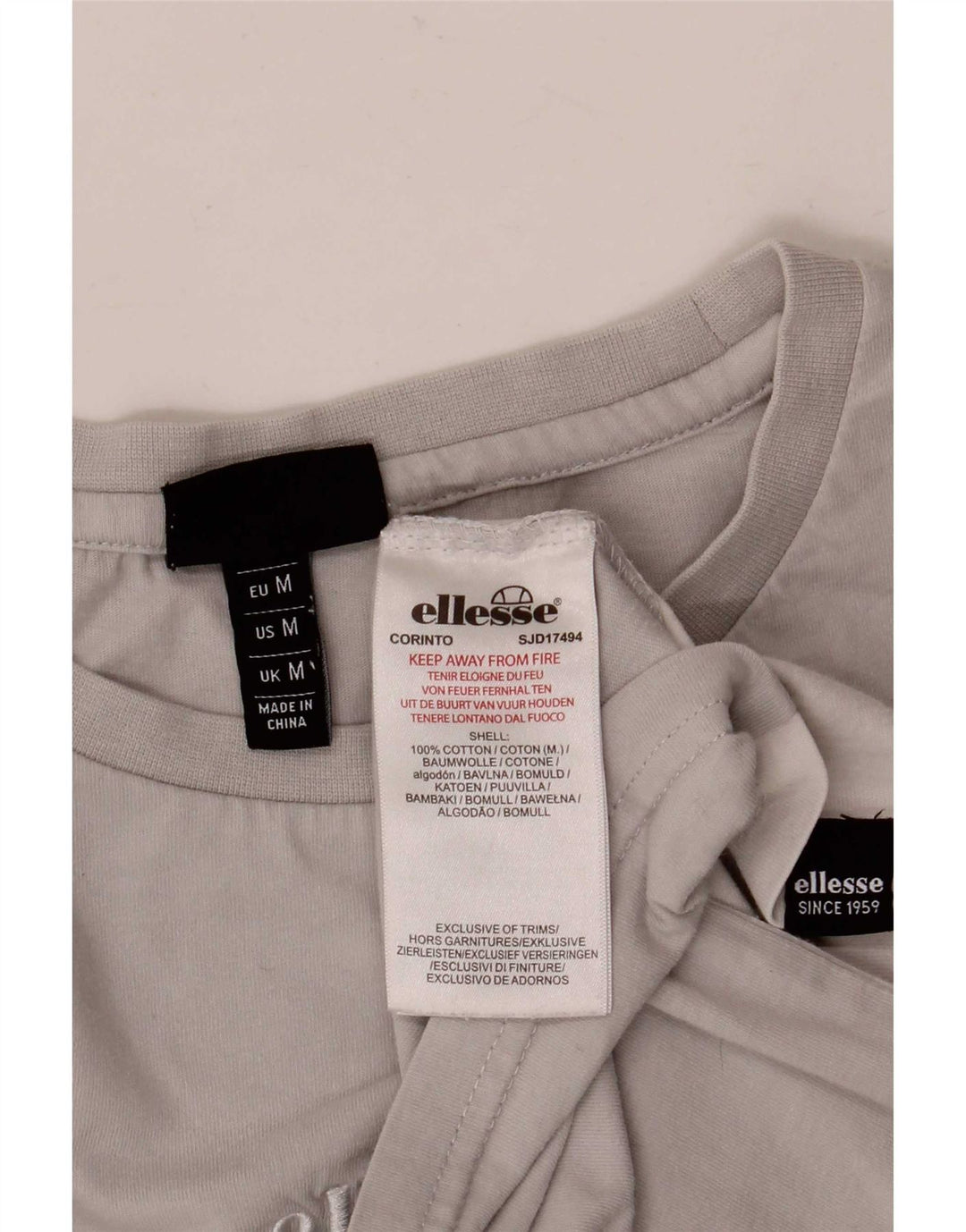 Ellesse T-Shirt Graphique Homme Gris Moyen Colourblock Coton