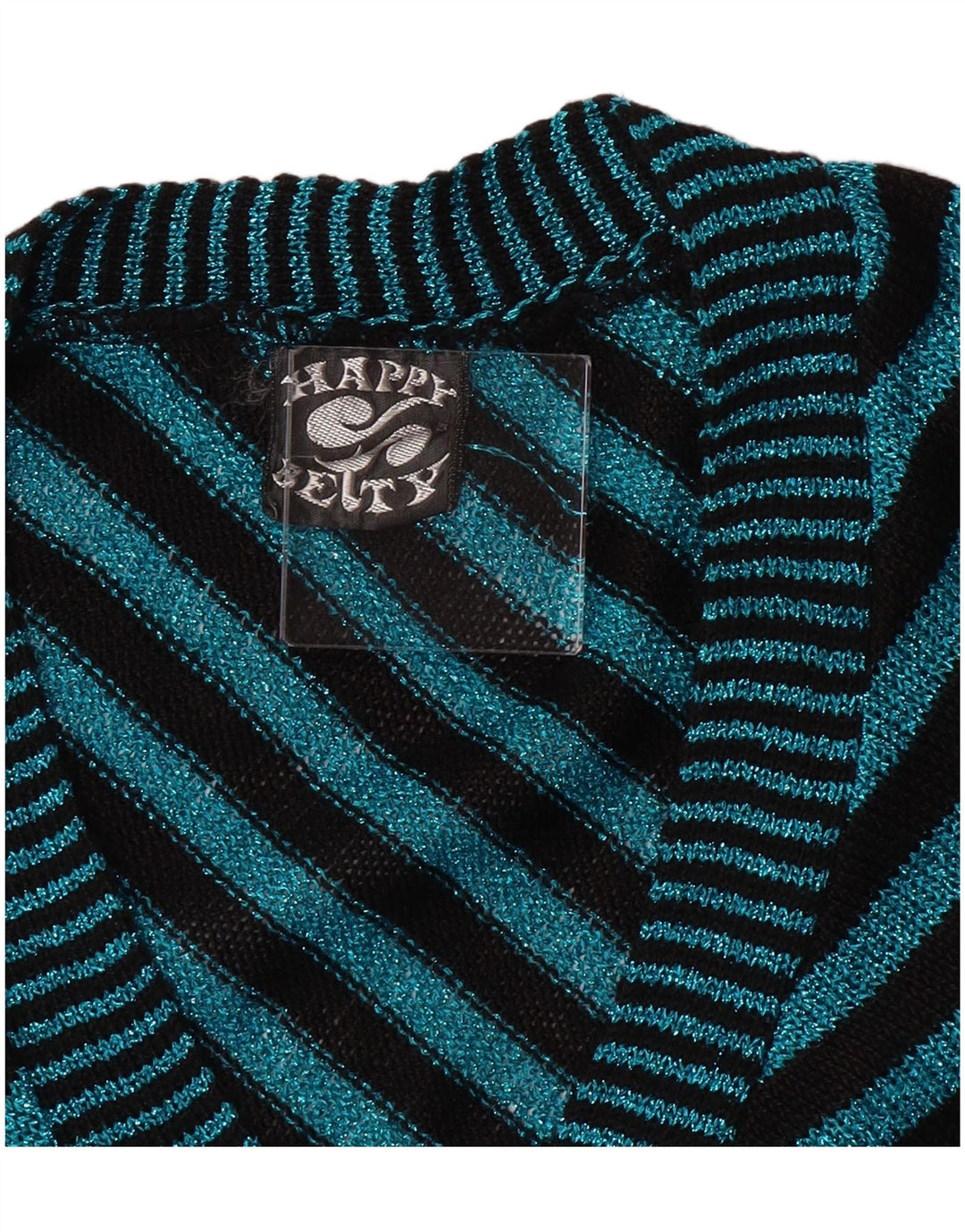 vintage Femmes V-Col Cardigan Pull UK 6 XS Turquoise Rayé