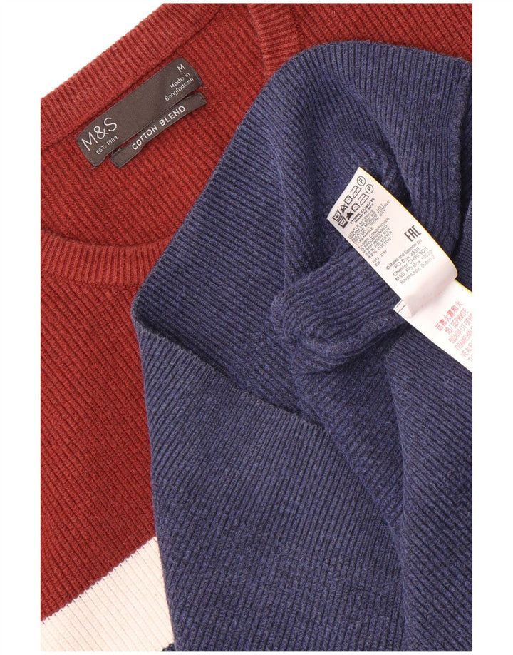 Marks & Spencer Pull à col rond pour homme Bleu marine moyen Colourblock