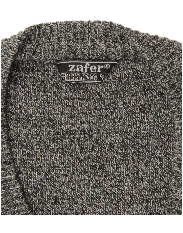 vintage Mens Cardigan Pull Grand Gris Fair Isle