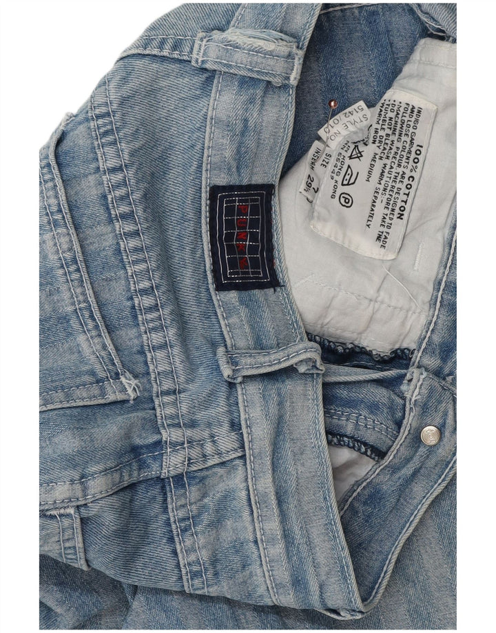 vintage Femme Tapered Jeans W26 L29 Bleu Rayé Coton