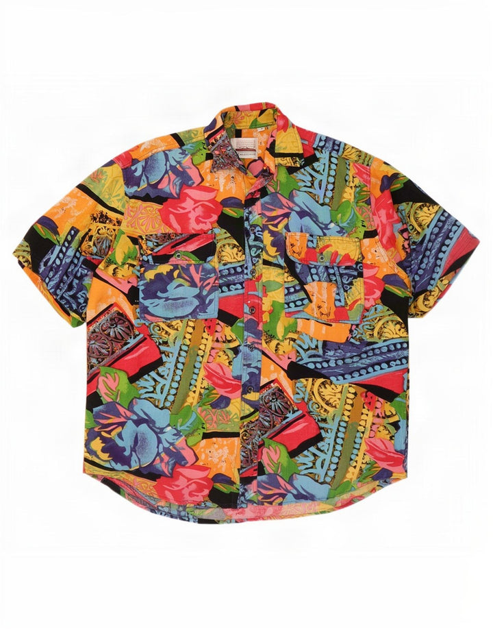 Central Park Chemise hawaïenne à manches courtes pour homme Motif floral multicolore moyen