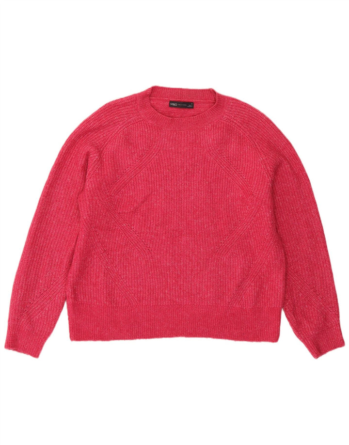 Marks & Spencer Pull à col rond pour femme UK 14 Rose moyen moucheté