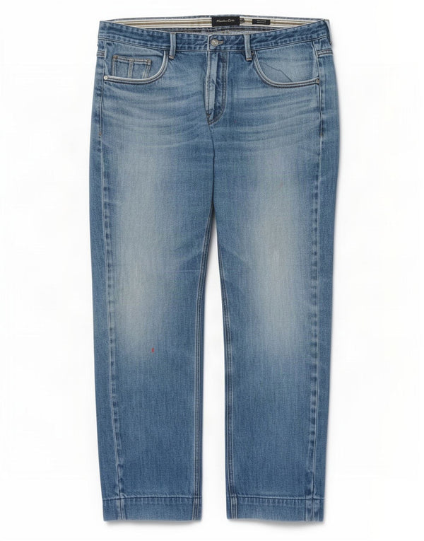 Massimo Dutti Jean droit coupe décontractée pour femme EU 44 Large W34 L28 Bleu