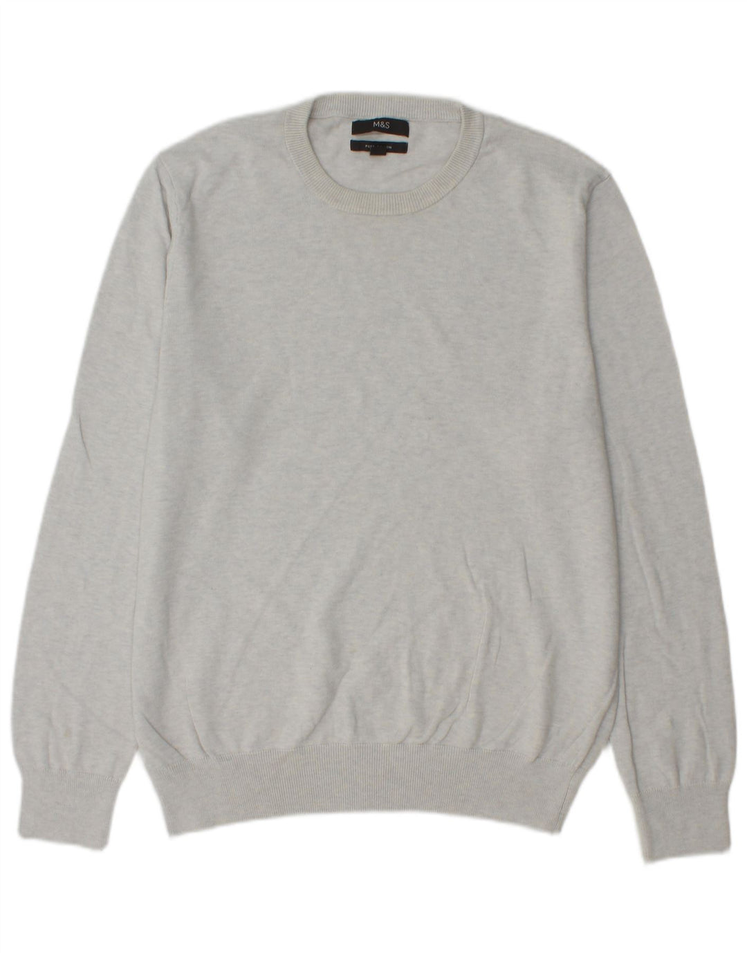 Marks & Spencer Pull à col rond pour homme en coton gris Taille L