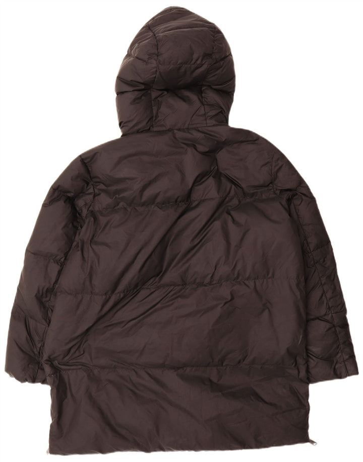 Zara Manteau matelassé surdimensionné à capuche pour femme UK 10 Small Noir Polyamide