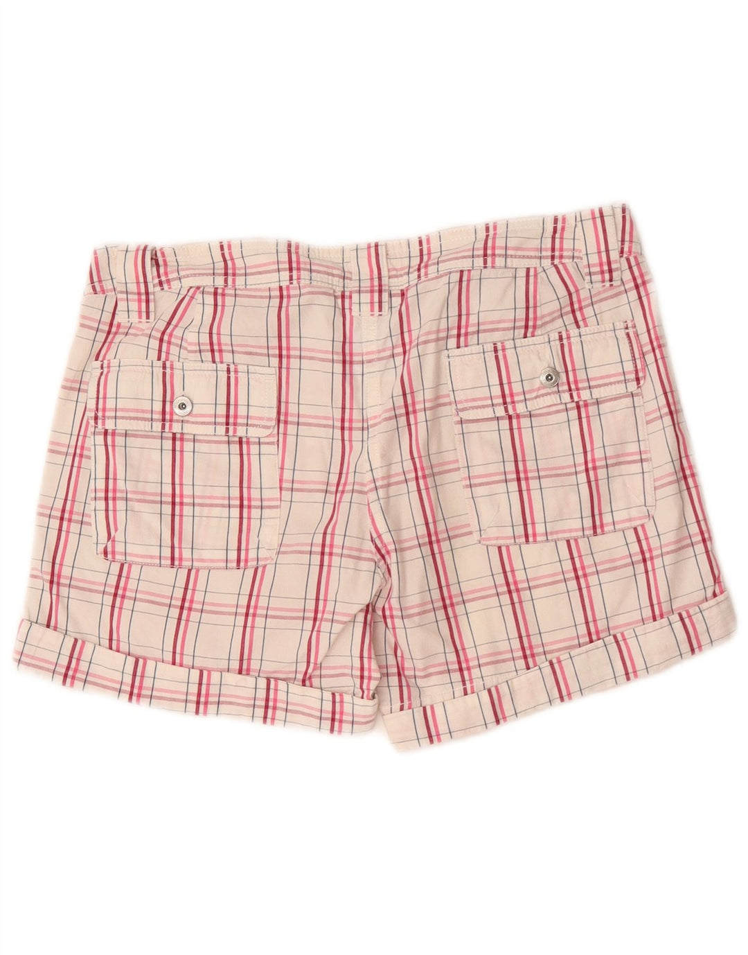 Champion Short Chino Femme Petit W27 Coton à Carreaux Blanc