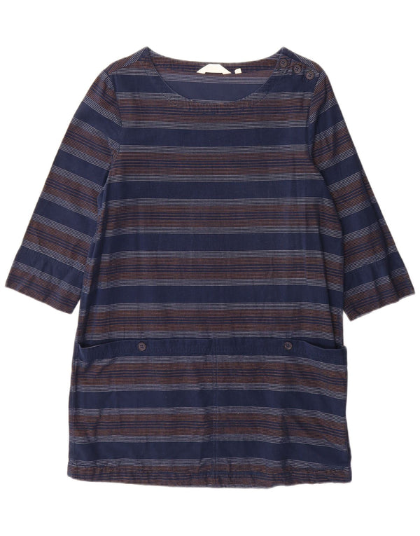 Seasalt Robe tunique à manches 3/4 pour femme UK 12 en coton rayé bleu marine moyen