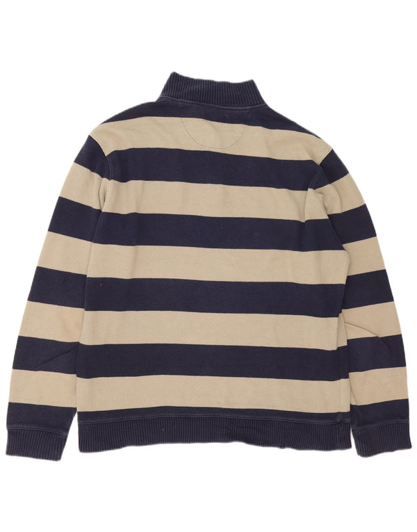 Marks & Spencer Pull à col zippé pour homme en coton rayé bleu marine