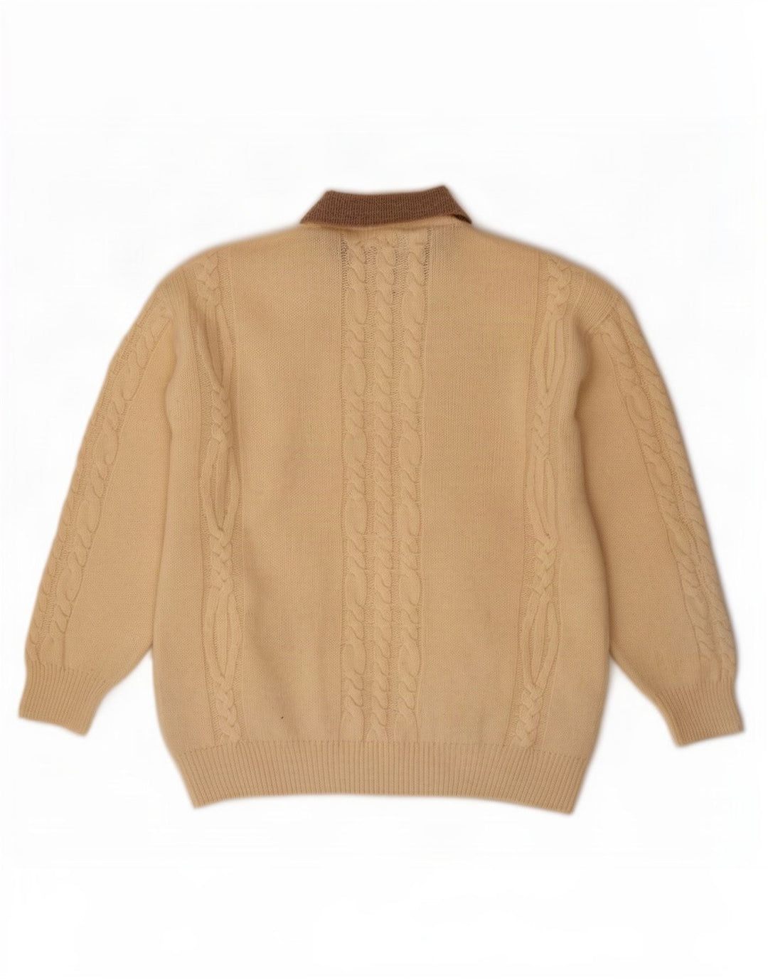 Cacharel Homme Pull Col Polo IT 52 Large Beige Laine