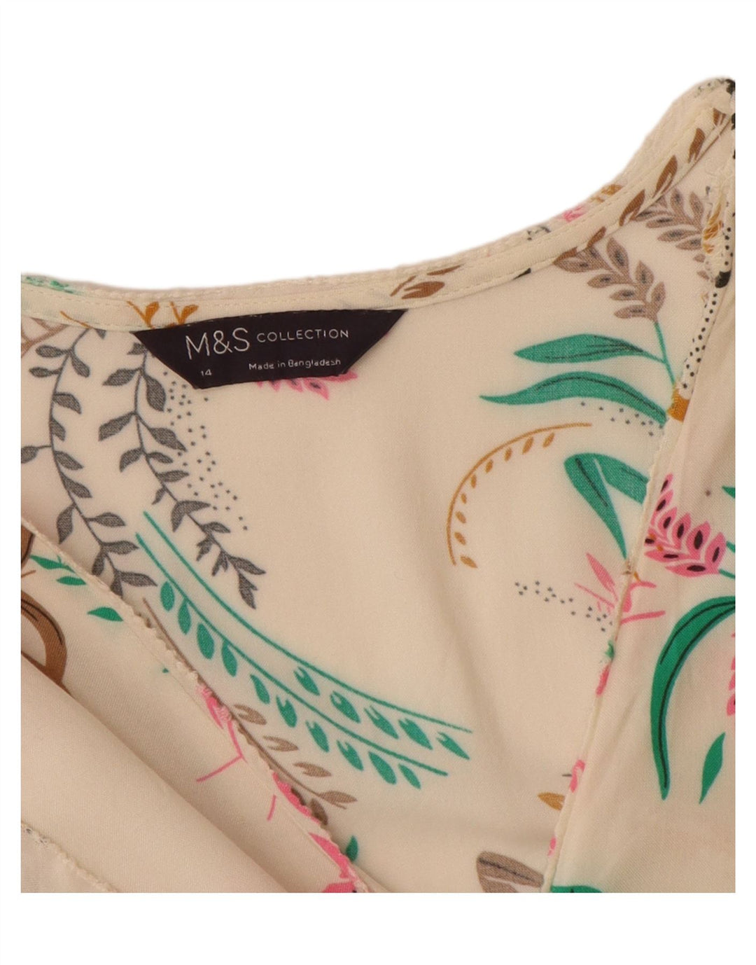 Marks & Spencer Chemisier pour femme UK 14 Large Blanc cassé Floral