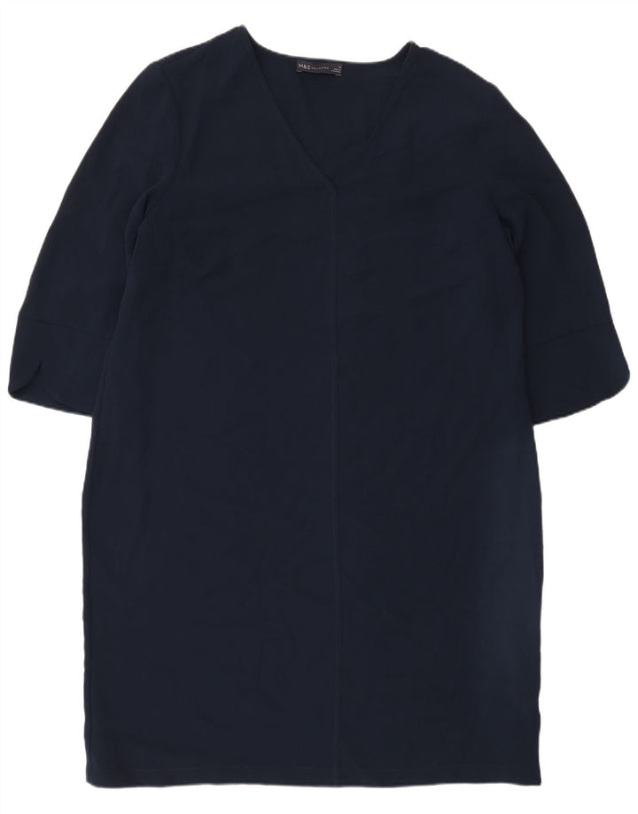 Marks & Spencer Robe droite à manches 3/4 pour femme UK 16 Large Bleu marine