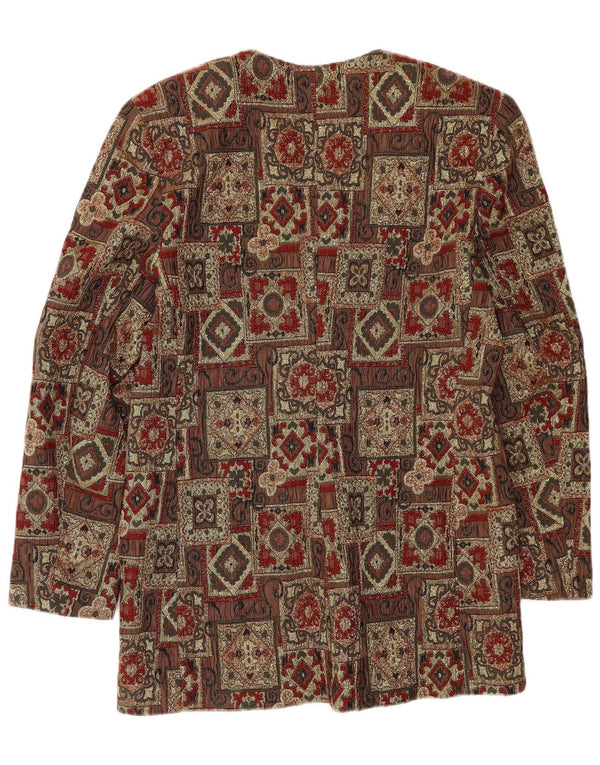 vintage Femme 3 Bouton Blazer Veste IT 46 Grand Marron Patchwork Acétate