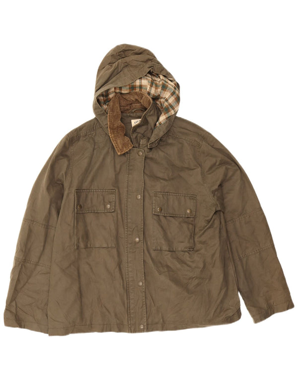 Fat Face Veste à capuche surdimensionnée en coton ciré pour femme UK 16 Large Kaki