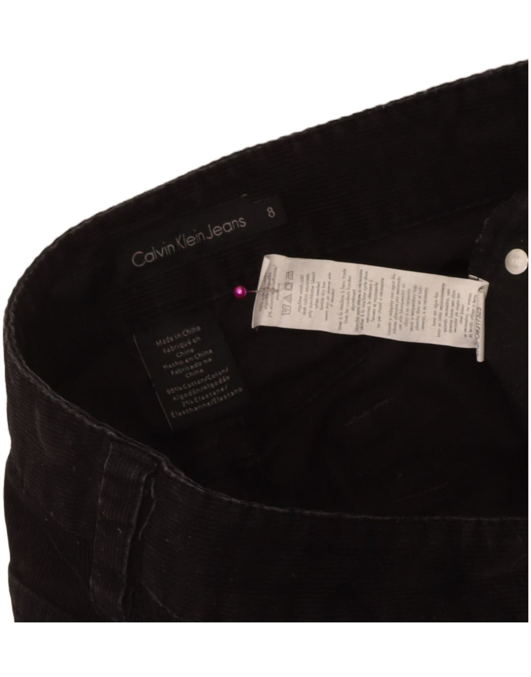 Calvin Klein Pantalon bootcut en velours côtelé pour femme US 8 Medium W32 L31 Noir