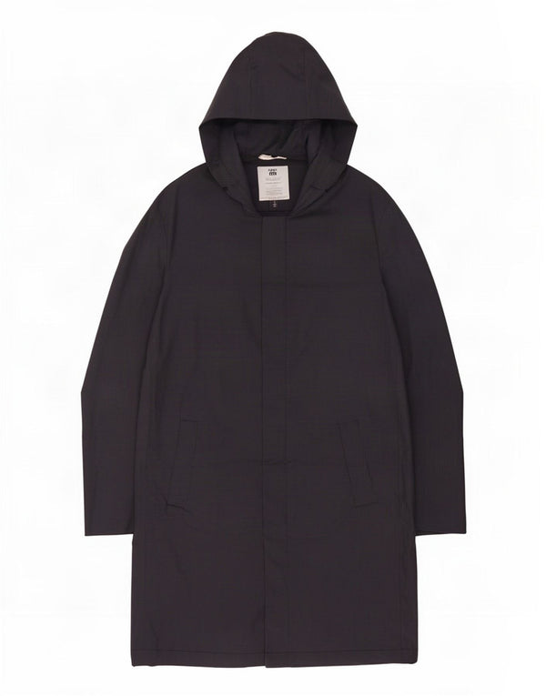 Zara Manteau à capuche pour homme UK 40 Large Noir Pied-de-poule Polyester