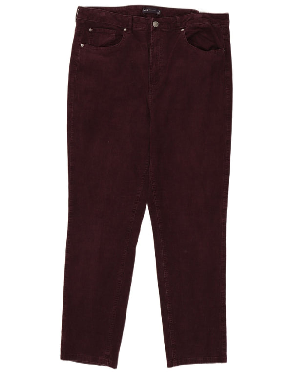 Marks & Spencer Pantalon slim en velours côtelé pour femme UK 18 XL W36 L29 Bordeaux