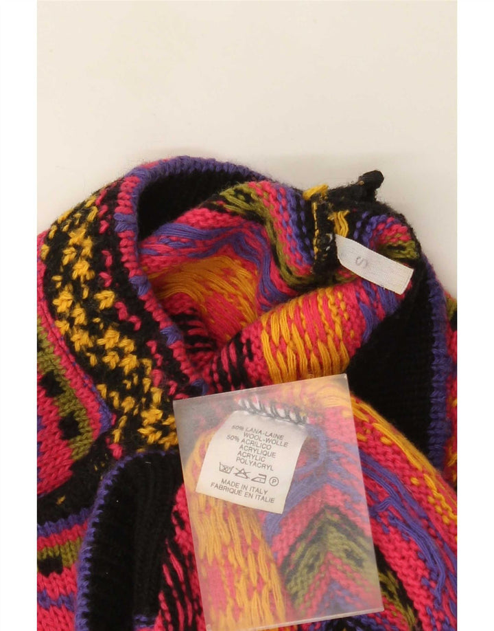 vintage Womens Turtle Neck Jumper Sweater UK 10 Petit Multicolore