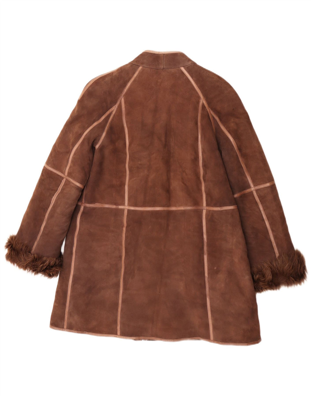 manteau en peau de mouton vintage femme UK 14 Brun moyen