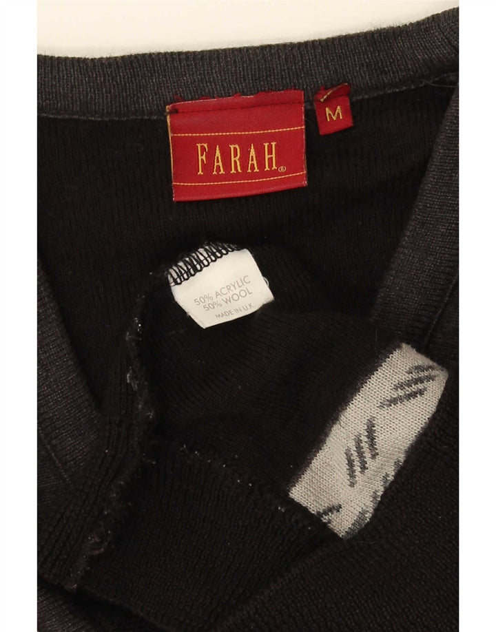 Farah Pull Col V Homme Noir Moyen Acrylique Colorblock