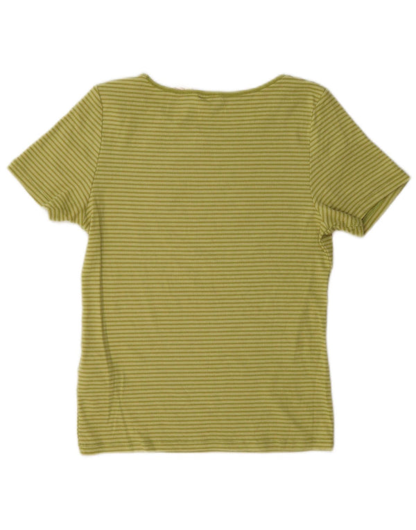 Levi's T-Shirt Femme UK 44 Coton à Rayures Vert Moyen