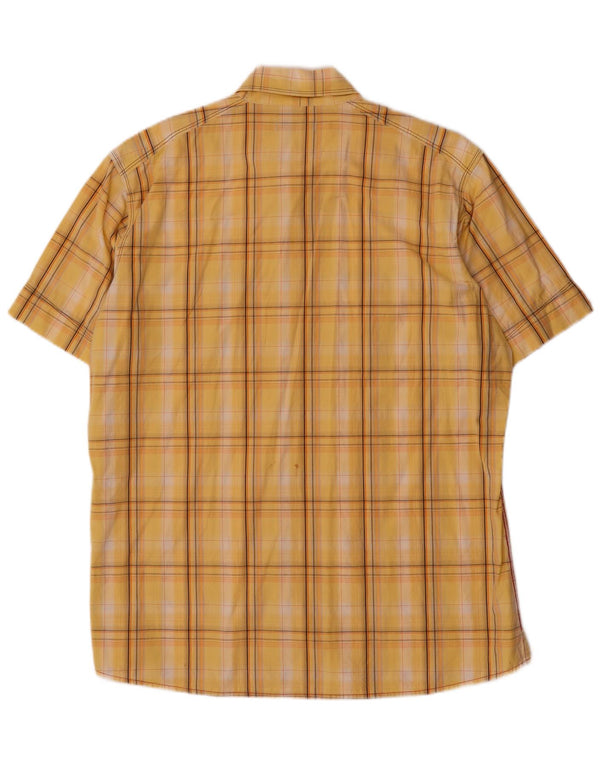 Angelo Litrico Chemise à manches courtes pour homme Taille 43/44 XL Jaune à carreaux en coton