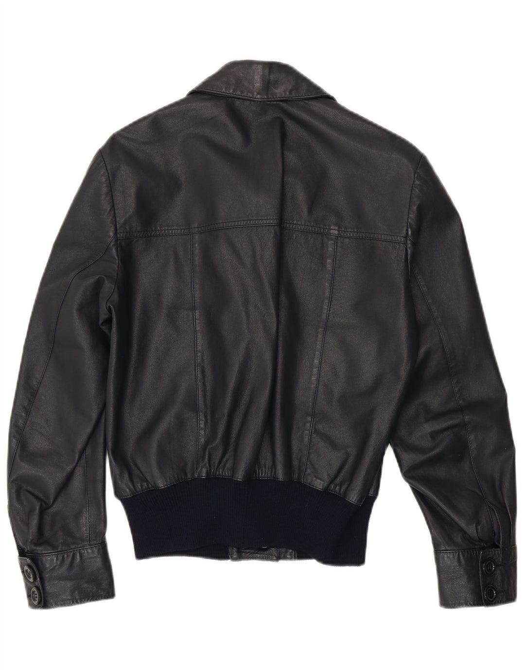 Veste Bombardier en Cuir Vintage pour Femme UK 14 Medium Bleu Marine