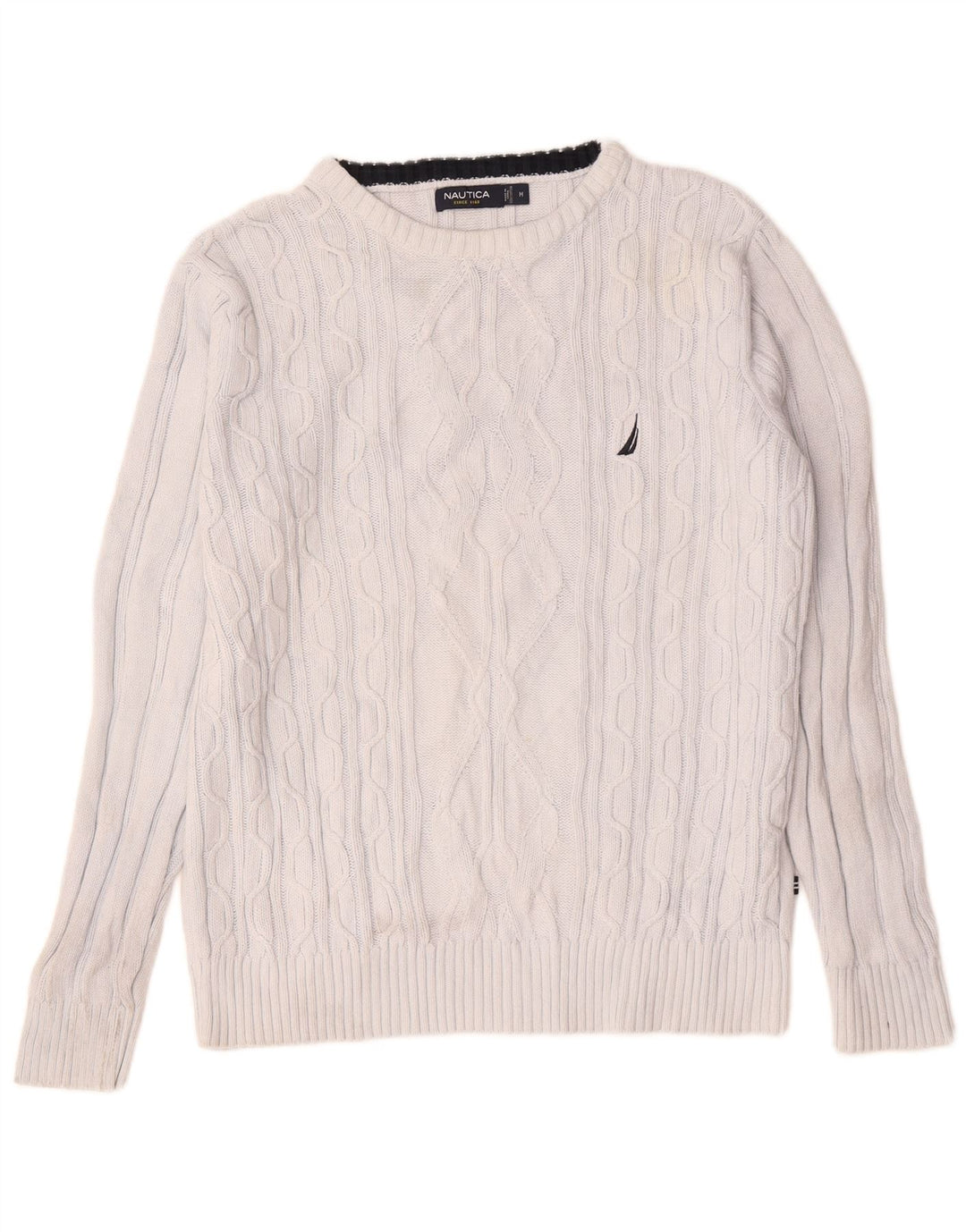 Nautica Pull col bateau pour homme en coton blanc moyen