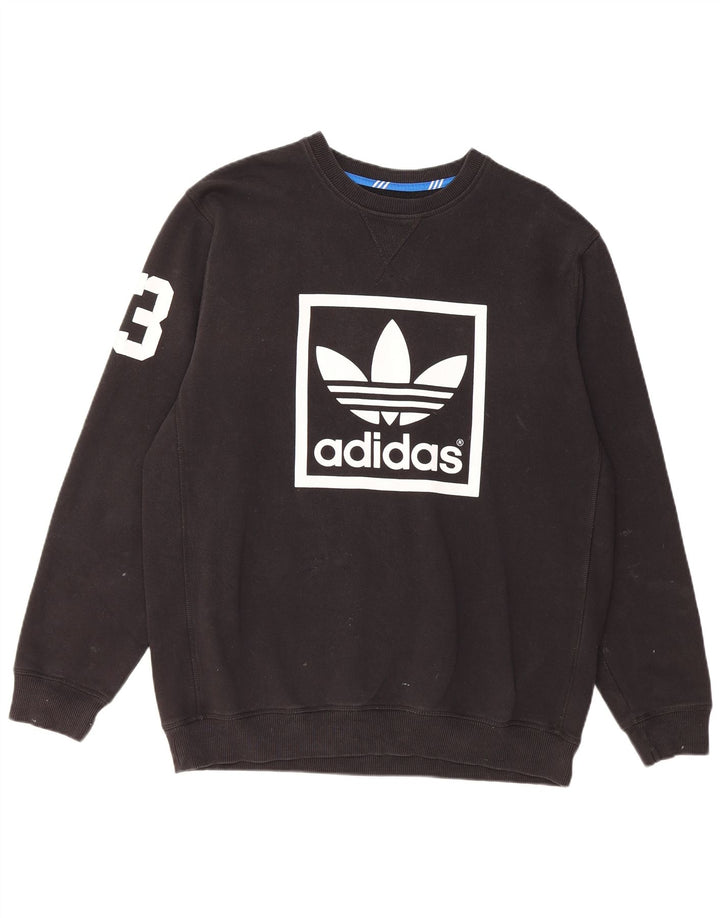 Adidas Sweat-shirt graphique pour homme en coton noir Taille L