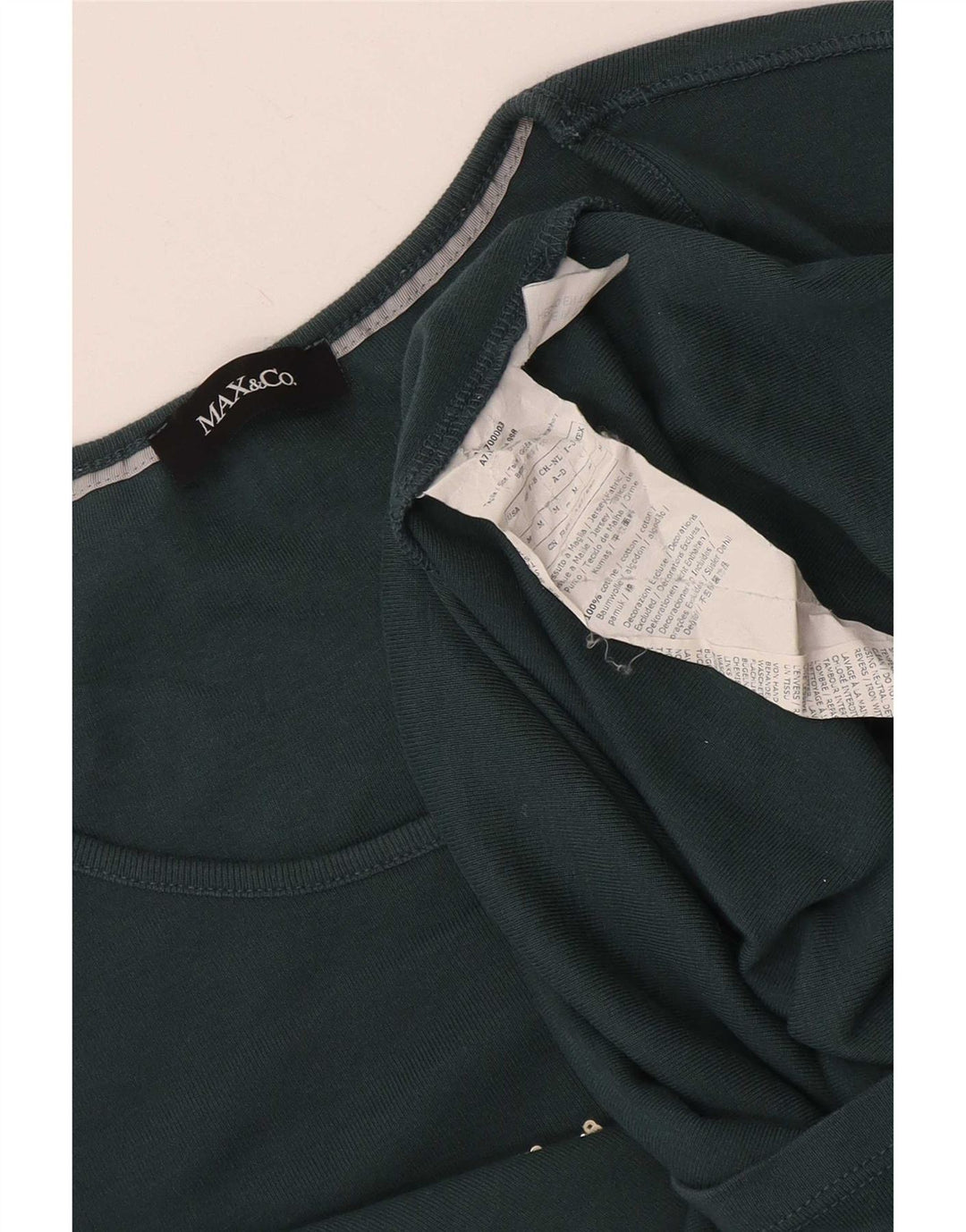 Max & Co. Haut graphique à manches longues pour femme UK 12 Coton vert moyen