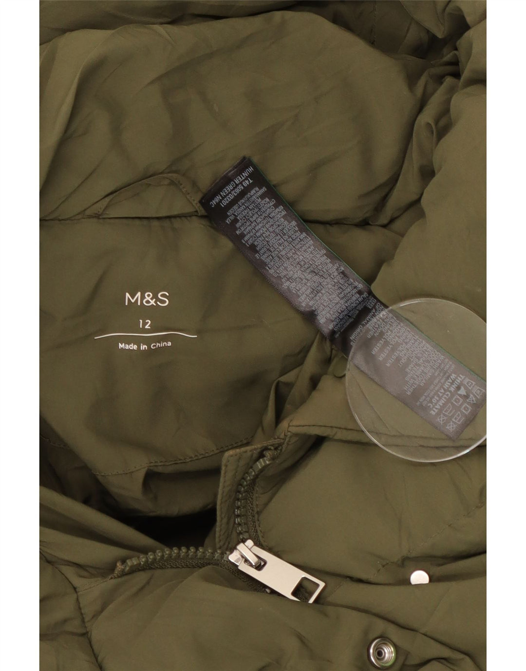 Marks & Spencer Gilet rembourré à capuche pour femme UK 12 Vert moyen Polyester