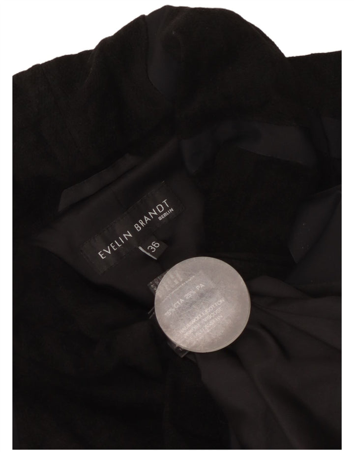 Evelin Brandt Femmes Berlin 4 Bouton Blazer Veste EU 36 Petite Laine Noire