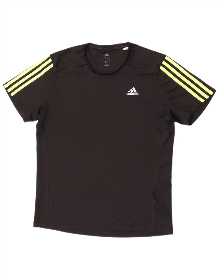 Adidas Hommes Climalite T-Shirt Top Noir Moyen Polyester