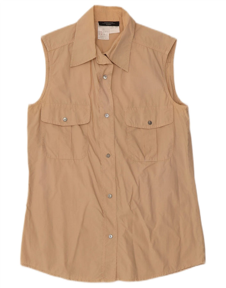 Max Mara Chemise sans manches Weekend pour femme UK 10 Petit coton beige