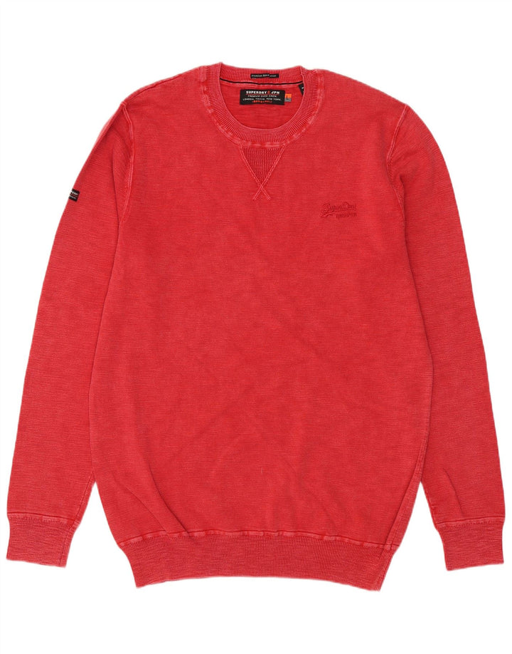 Superdry Pull ras du cou pour homme en coton rouge Large