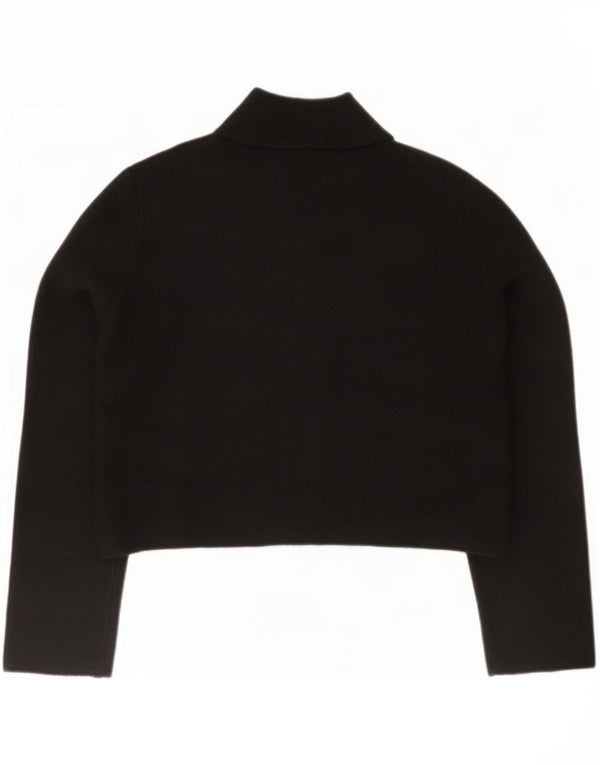 Zara Womens Crop Cardigan Sweater UK 14 Moyen Noir Acrylique