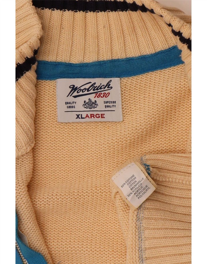 WOOLRICH Cardigan graphique pour homme XL en coton beige
