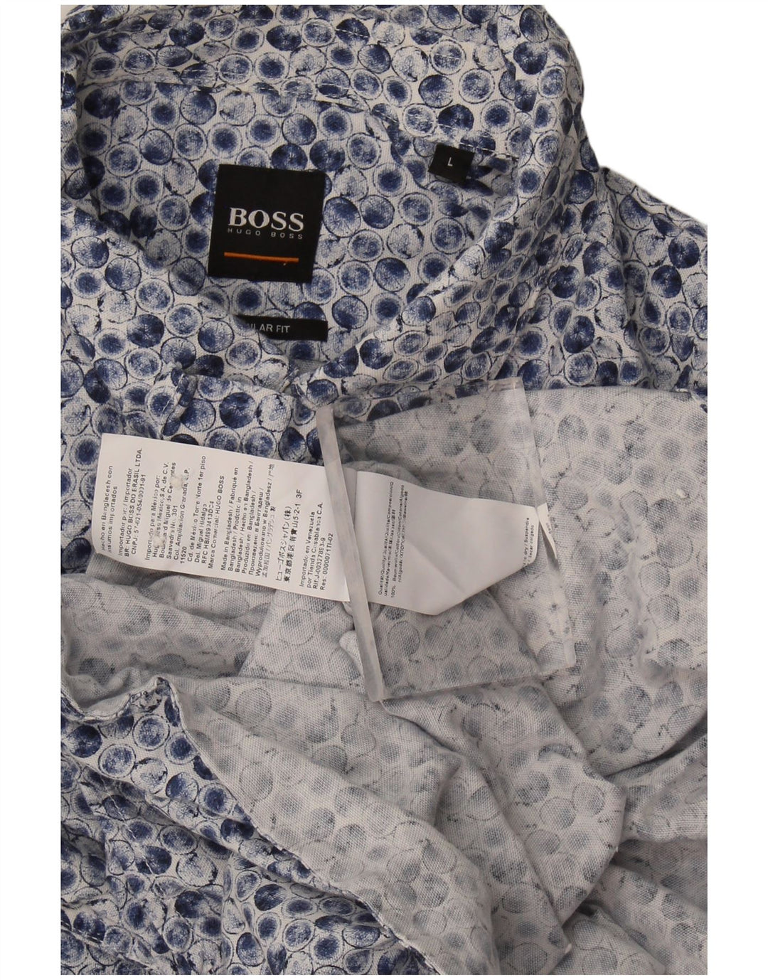 Hugo Boss Chemise Regular Fit Large Bleu Géométrique Homme