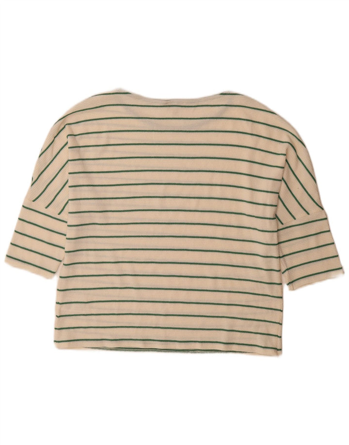 Phase Eight Haut Femme Manches 3/4 UK 12 Coton Rayé Blanc Moyen