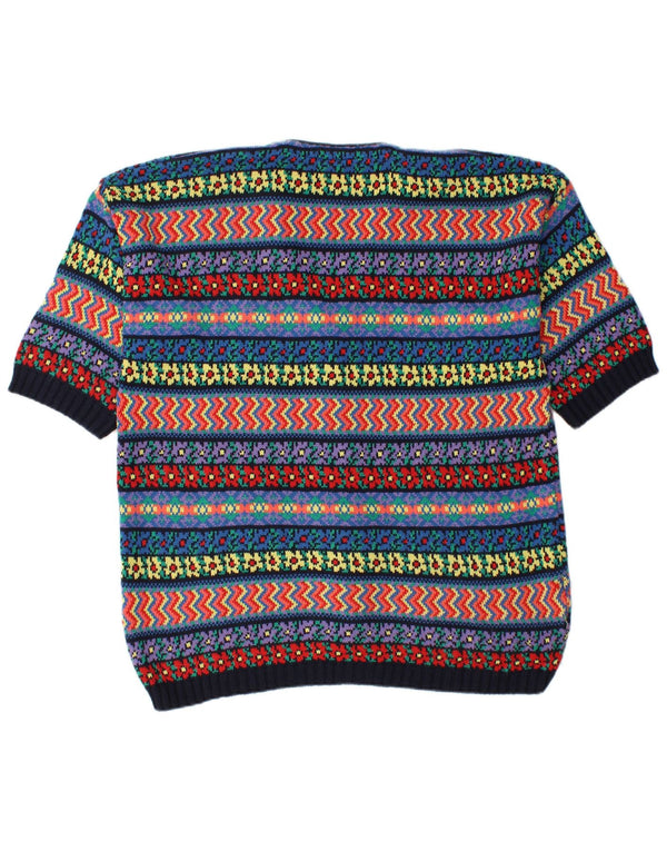 vintage Femmes Surdimensionné Cardigan Pull UK 16 Grand Multicolore