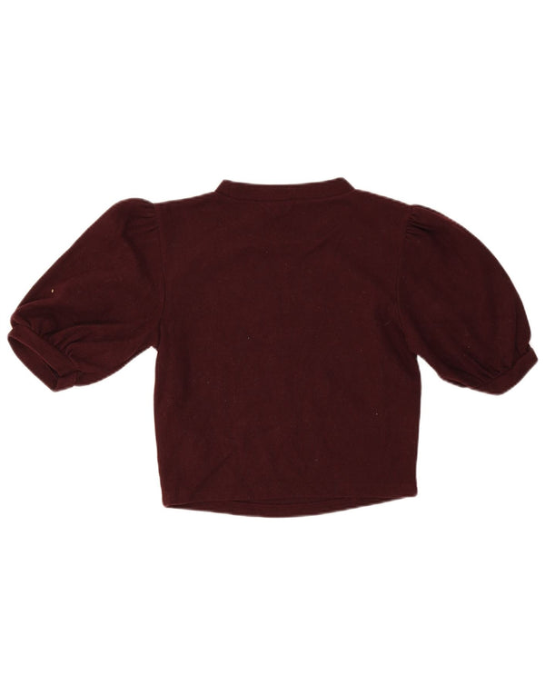 Zara Womens Crop Blouse Top UK 8 Petit Bordeaux
