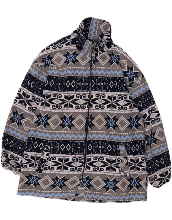 VINTAGE Veste polaire homme UK 40 Grand Gris Fair Isle