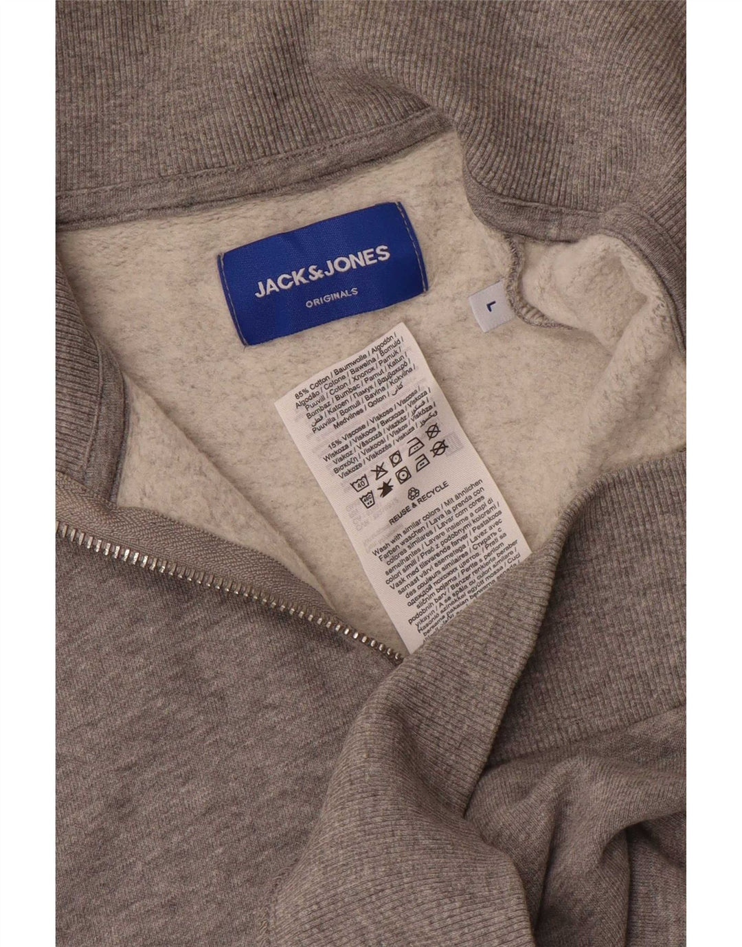 Jack & Jones Sweat-shirt graphique à col zippé pour homme, grand gris moucheté