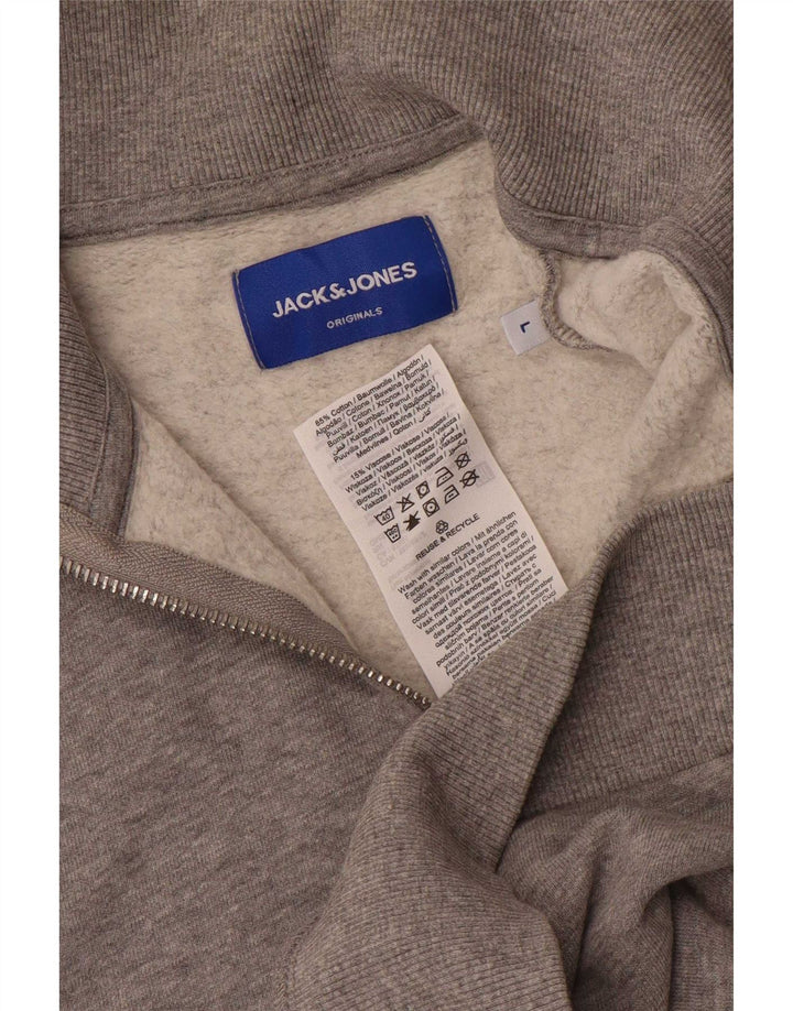 Jack & Jones Sweat-shirt graphique à col zippé pour homme, grand gris moucheté