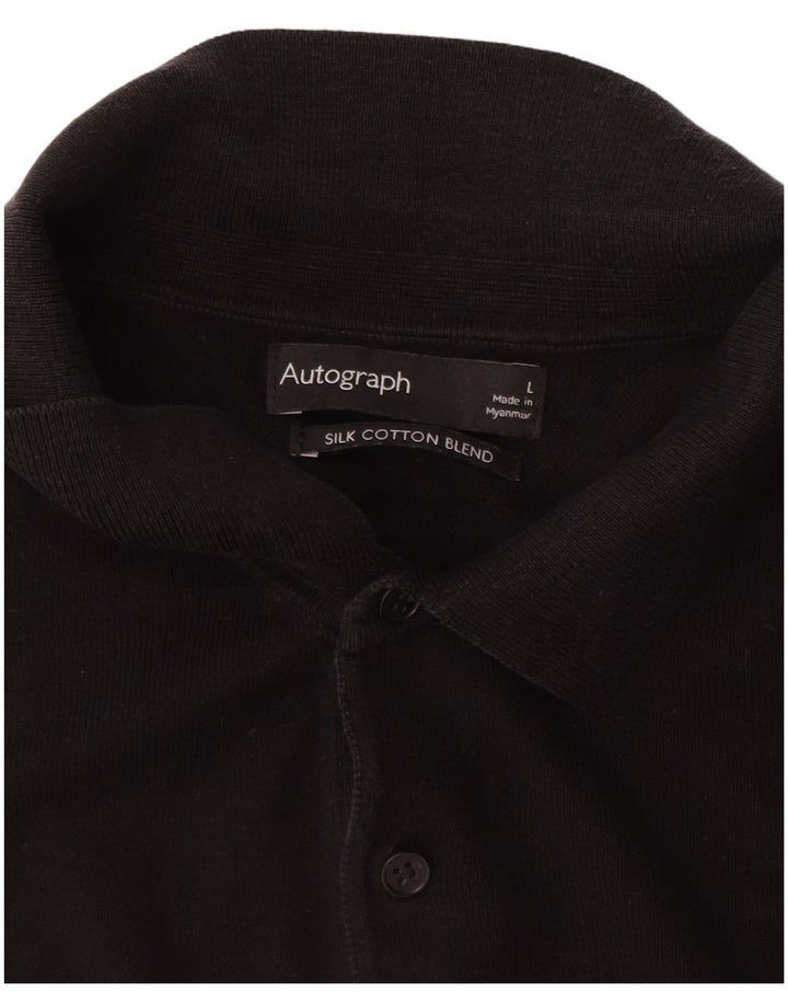 Marks & Spencer Pull à col polo autographe pour homme, grand noir