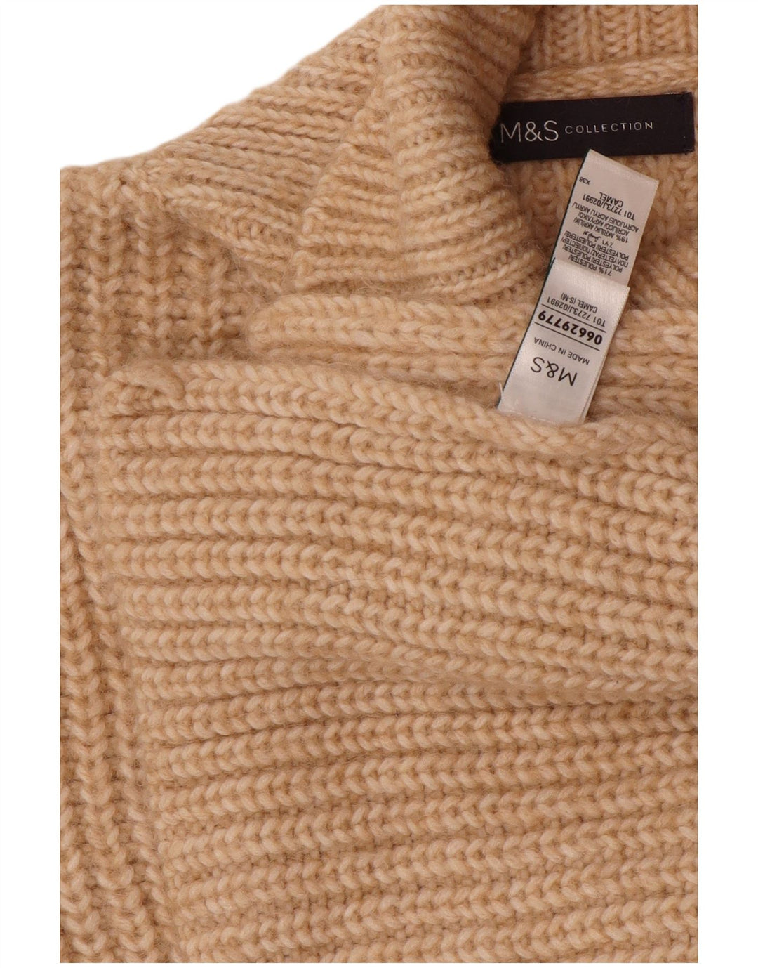 MARKS & SPENCER Pull poncho court sans manches pour femme UK 10 Petit Beige