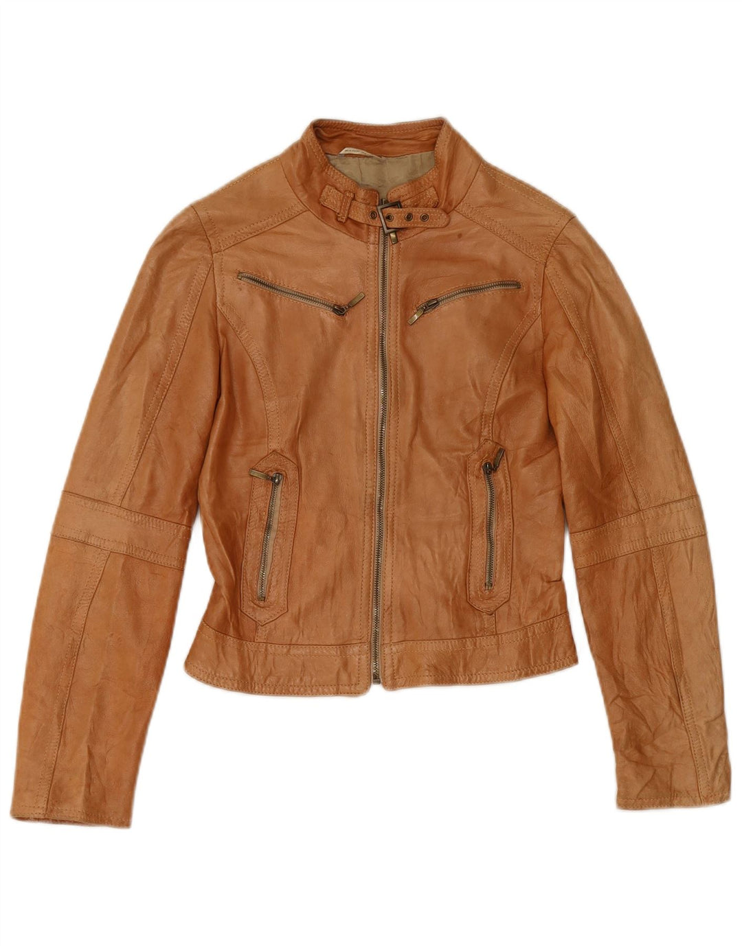 XETRA Veste de motard en cuir pour femme UK 8 Small Beige