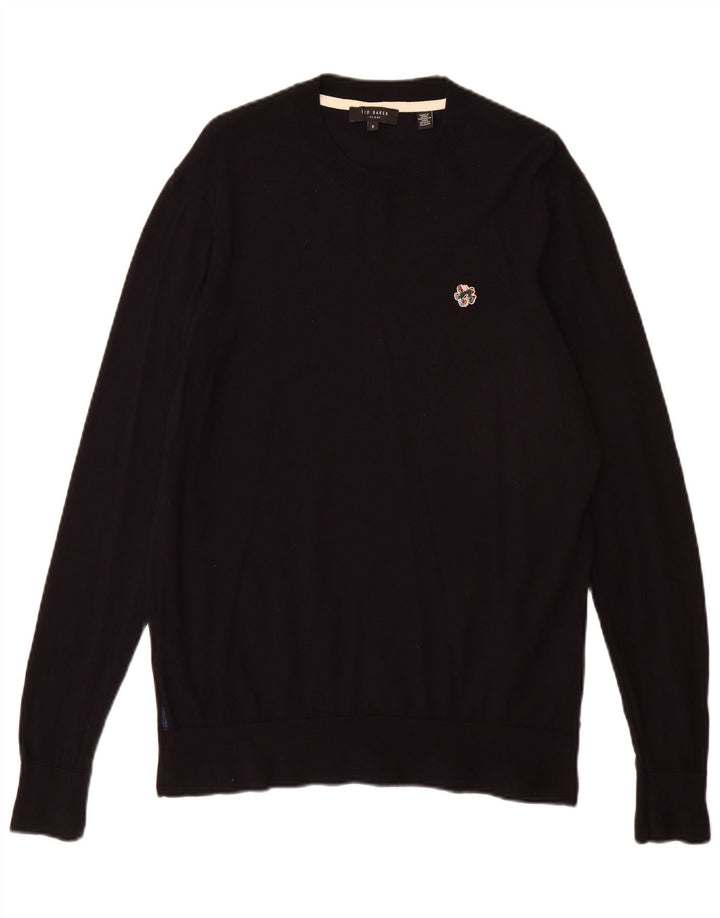 Ted Baker Pull ras du cou pour femme Taille 5 XL Bleu marine Laine